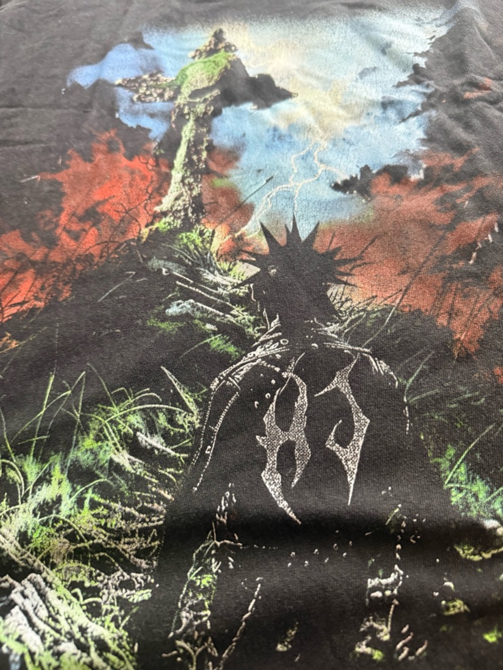Graphic Punk Hard Jewelry Tee with Neon Landscape